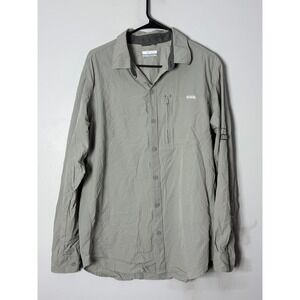 Columbia Titanium Omni-Shield Mens Medium Gray Hiking Fishing Button Up Shirt